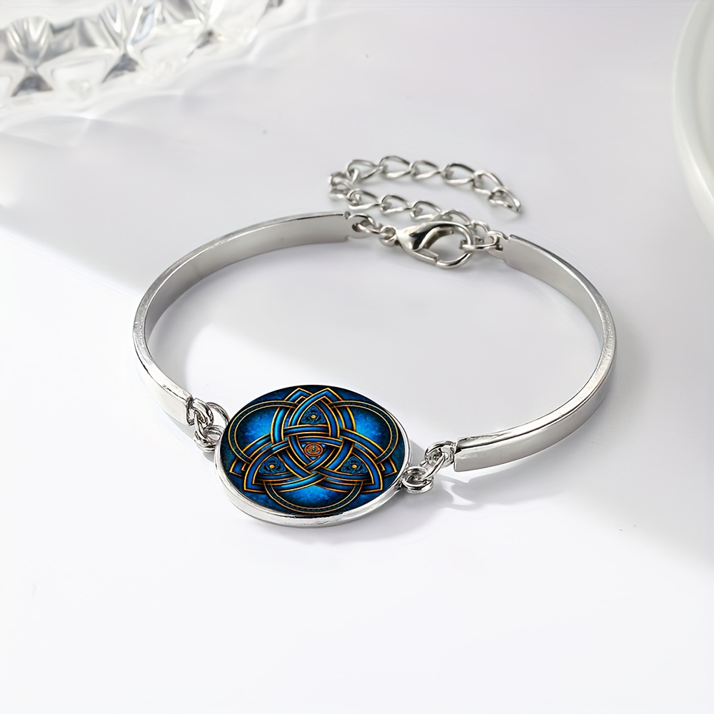 Women's Blue Intertwined Pattern Glass Bracelet